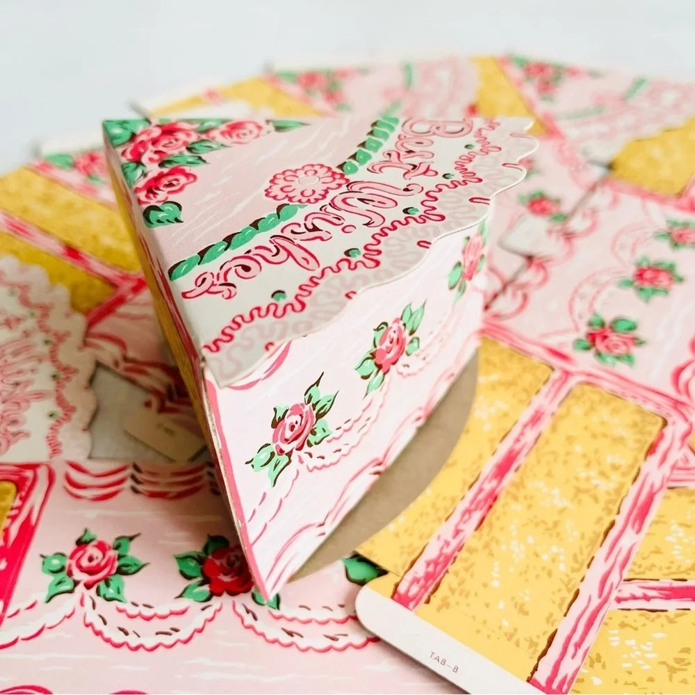 [Miles Kimball] Vintage Party 6 Big Cake Slices Cake Foldable Favor Boxes